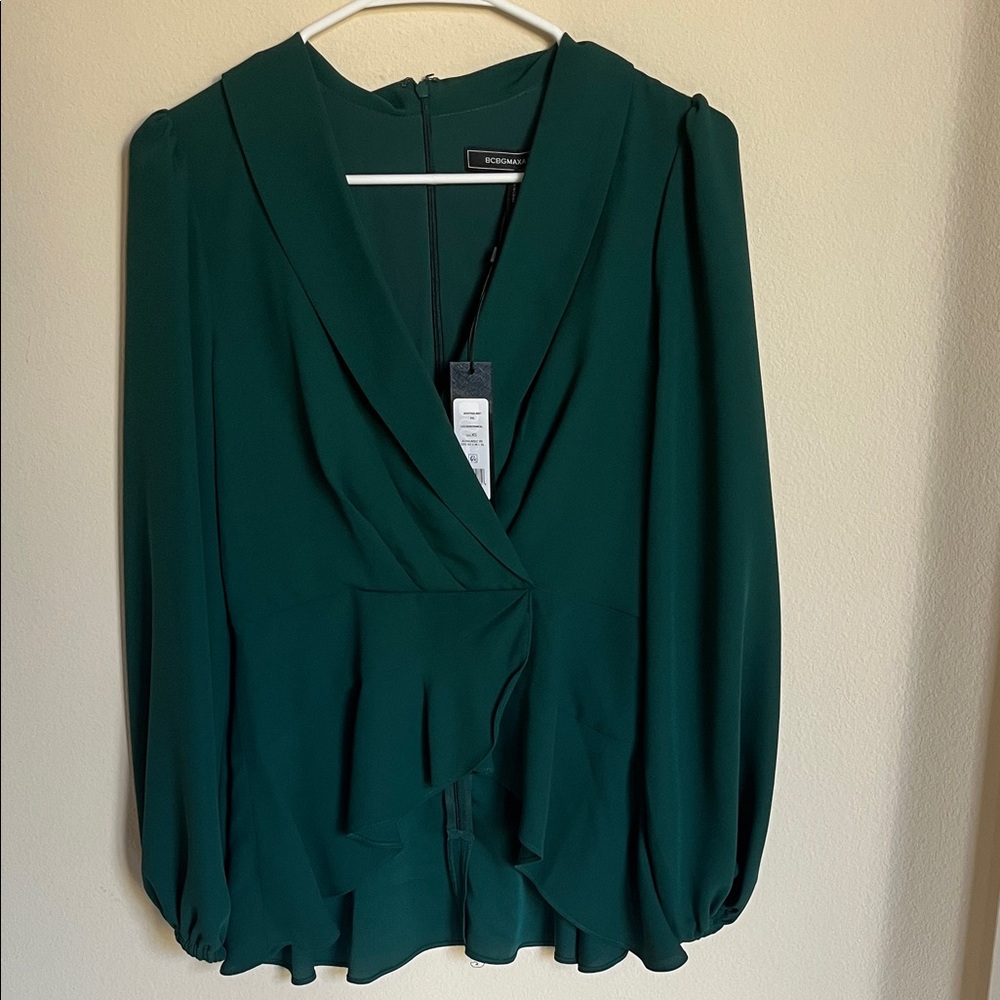 BCBGMaxAzria Deep Green Blouse